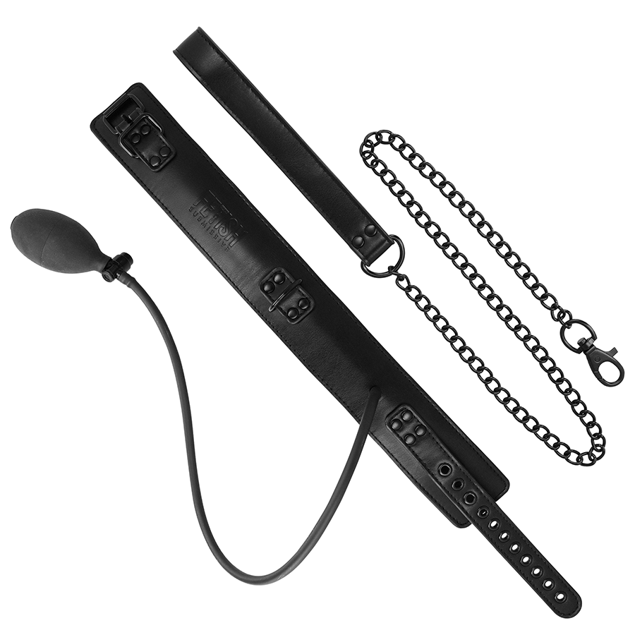 FETISH SUBMISSIVE BONDAGE - COLLIER D'ÉTRANGLEMENT GONFLABLE AVEC CHAÎNE