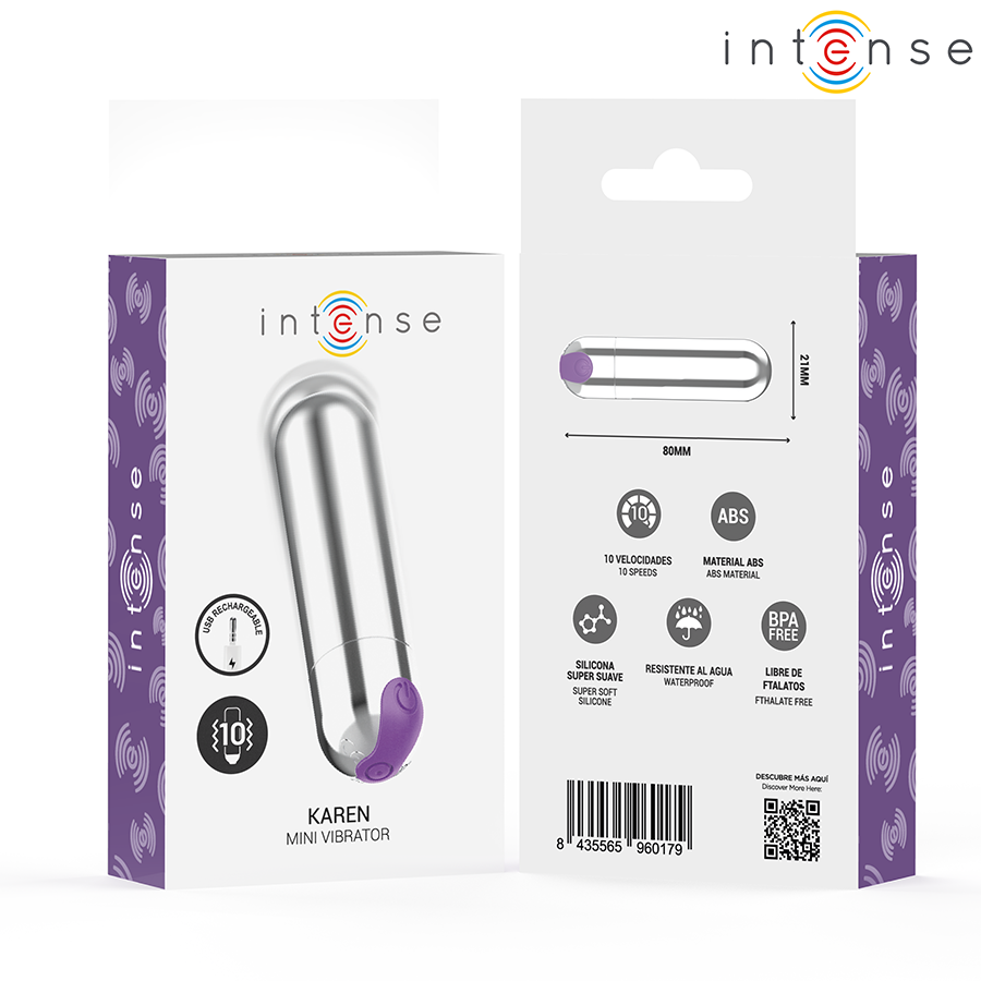 INTENSE - KAREN MINI VIBRANTE RECHARGEABLE ARGENT