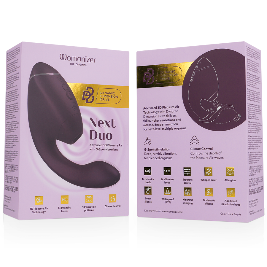 WOMANIZER - DUO NEXT STIMULATEUR CLITORIAL ET DE POINT G DOUBLE VIOLET FONCÉ
