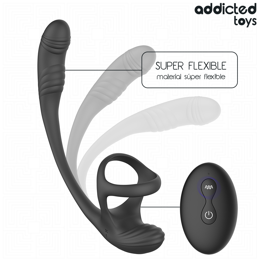 ADDICTED TOYS - PLUG ANAL AVEC VIBRATION, ONDULATION À 360° ET STIMULATEUR DE TESTICULES