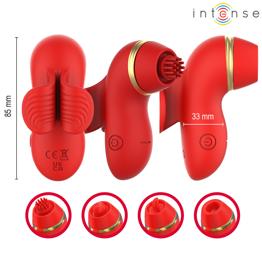 INTENSE - PATTY STIMULATEUR AVEC 4 TÊTES : SUCCION, TAPOTER, GRIFFER ET LÉCHER