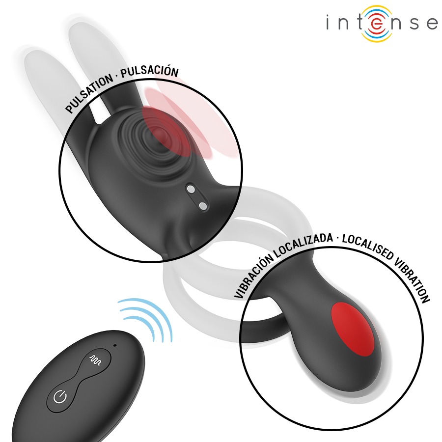 INTENSE - QUINN DOUBLE VIBRATION ANNEAU AVEC TÉLÉCOMMANDE