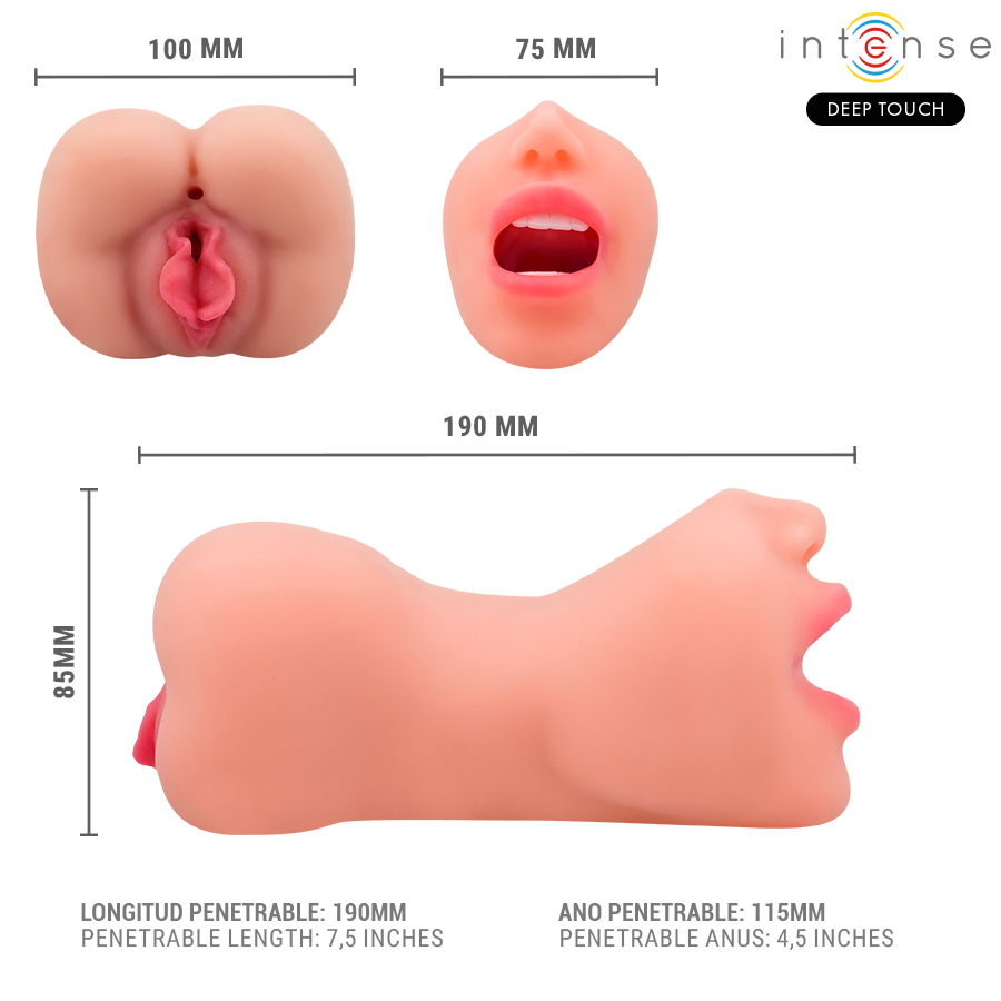 INTENSE DEEP TOUCH - MASTURBATEUR À DOUBLE BOUCHE ET VAGIN RILEY