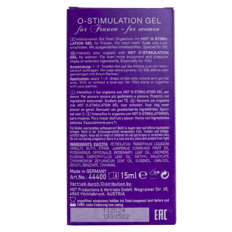 HOT - GEL STIMULANT L'ORGASME POUR FEMMES 15 ML