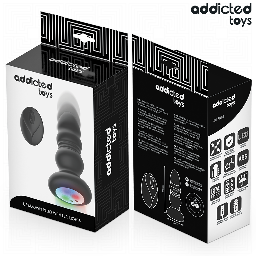 ADDICTED TOYS - PLUG ANAL ROTATIF ET VIBRANT, TÉLÉCOMMANDE AVEC LUMIÈRE LED