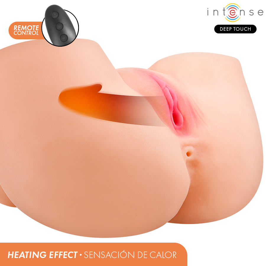 INTENSE DEEP TOUCH - MASTURBATEUR VAGINAL GINGER AVEC SUCCION, CHALEUR, VIBRATION ET EFFETS VOCAUX, TÉLÉCOMMANDE INCLUSE, 5,3 KG