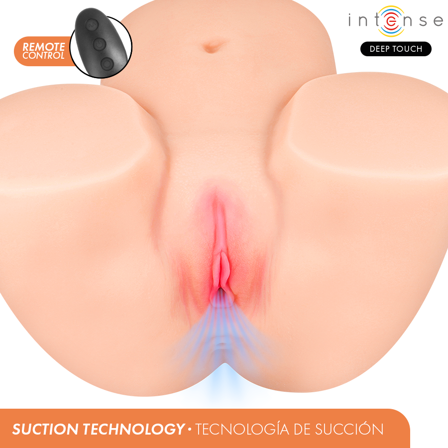 INTENSE DEEP TOUCH - MASTURBATEUR VAGINAL GINGER AVEC SUCCION, CHALEUR, VIBRATION ET EFFETS VOCAUX, TÉLÉCOMMANDE INCLUSE, 5,3 KG