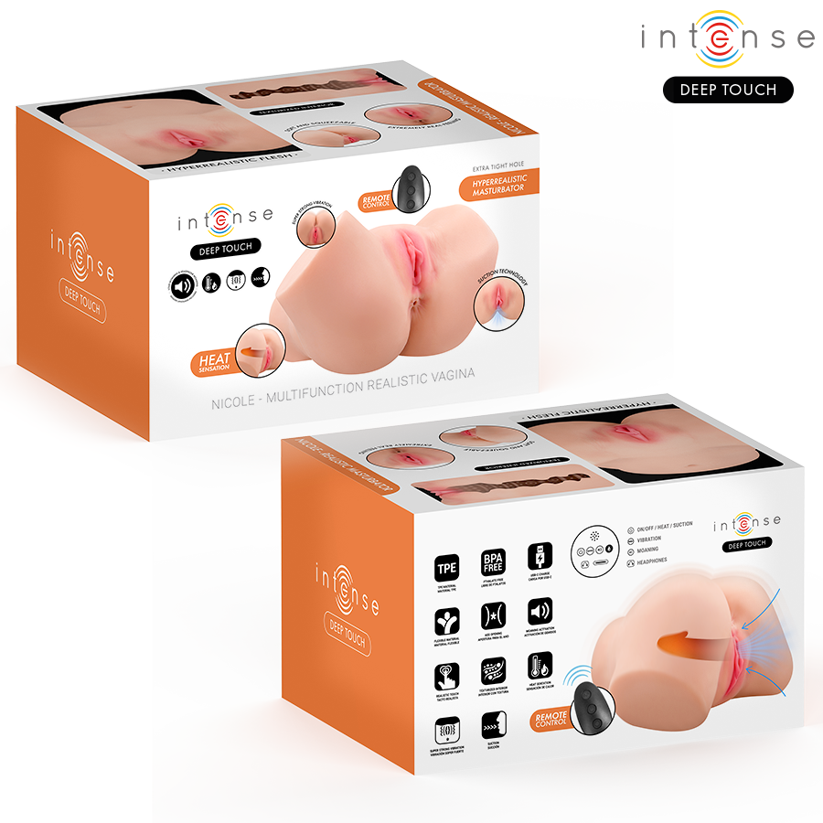 INTENSE DEEP TOUCH - MASTURBATEUR VAGINAL NICOLE AVEC EFFETS DE SUCCION, DE CHALEUR, DE VIBRATION ET VOCAUX, AVEC TÉLÉCOMMANDE, 5,3 KG