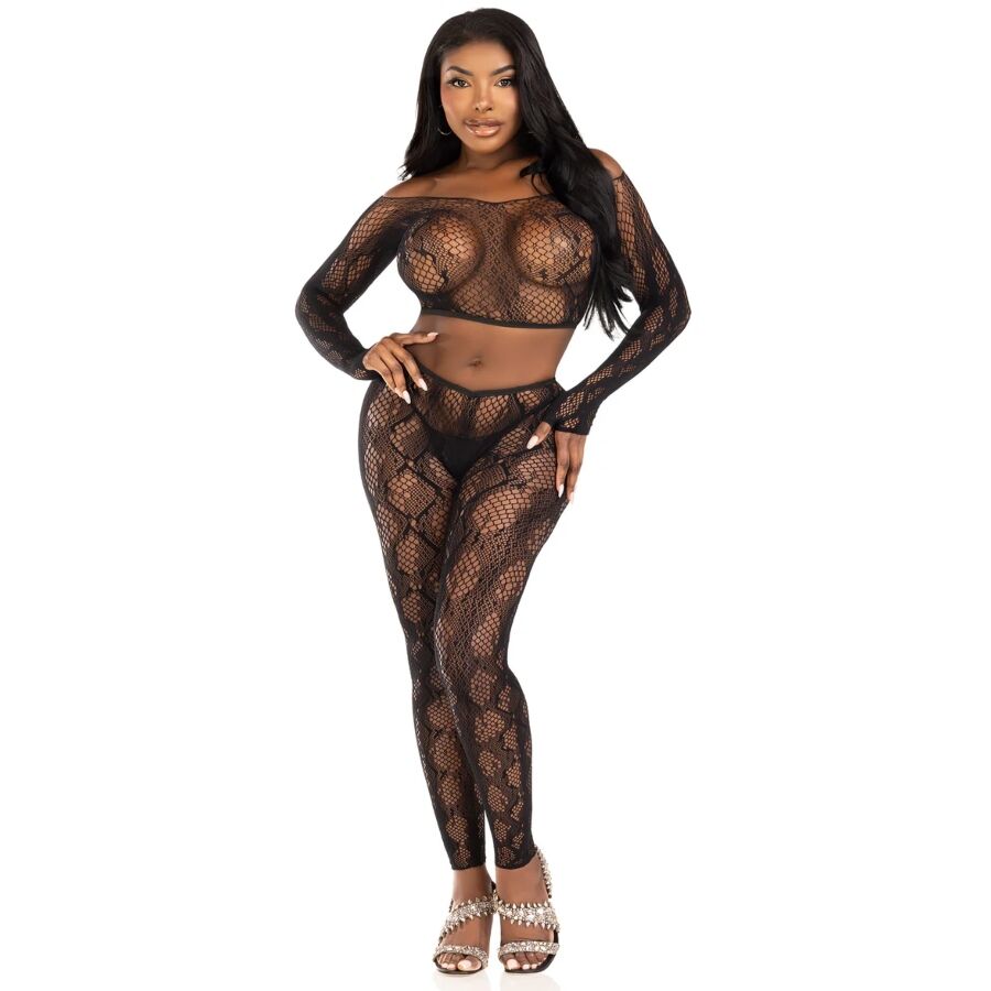 LEG AVENUE - 89373 HAUT COURT EN PYTHON ET COLLANTS SANS PIEDS NOIRS - TAILLE UNIQUE
