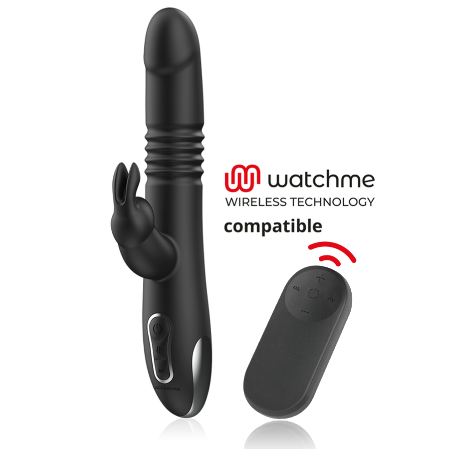 BLACK&SILVER - KENJI VIBROMASSEUR RABBIT UP & DOWN + TÉLÉCOMMANDE WATCHME