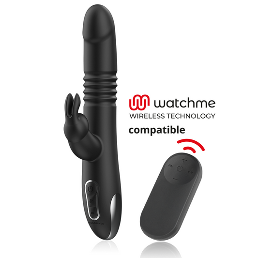 BLACK&SILVER - KENJI VIBROMASSEUR RABBIT UP & DOWN + TÉLÉCOMMANDE WATCHME
