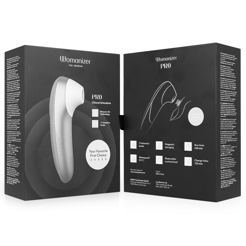 WOMANIZER - STIMULATEUR CLITORIAL VIBRANT PRO GRIS ARGENTÉ