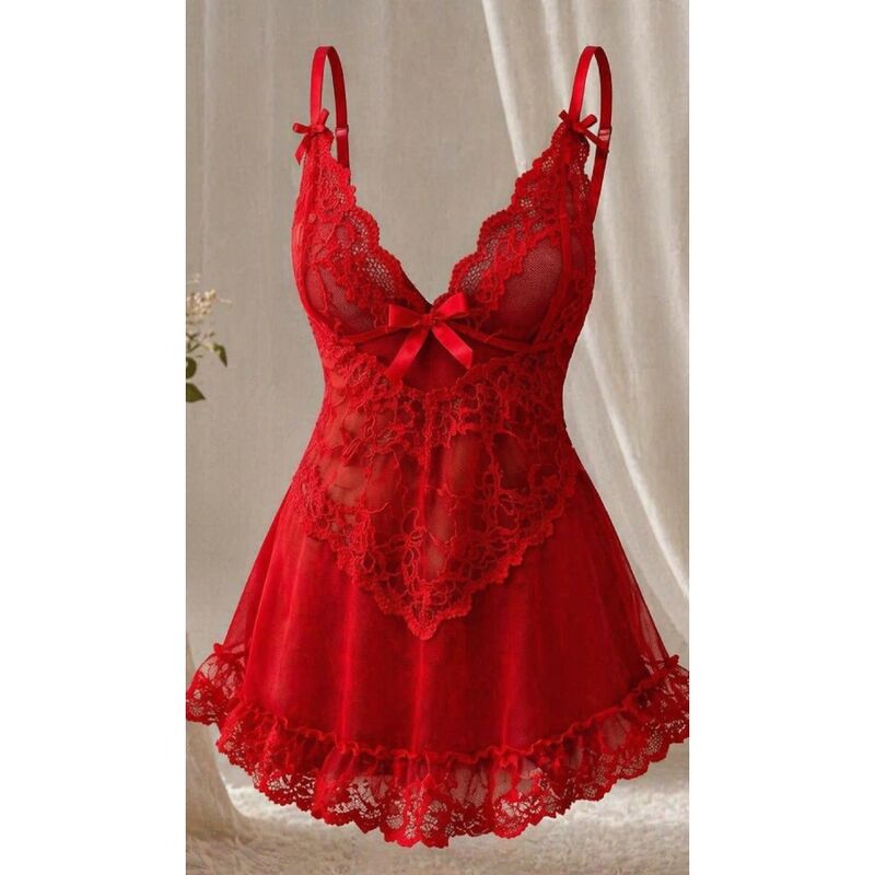 LIVCO CORSETTI FASHION - ENSEMBLE NUIT T-SHIRT + CULOTTE ROUGE 2028 S/M