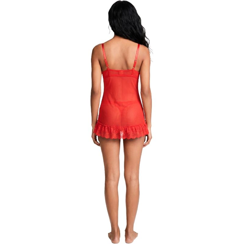 LIVCO CORSETTI FASHION - ENSEMBLE NUIT T-SHIRT + CULOTTE ROUGE 2028 S/M