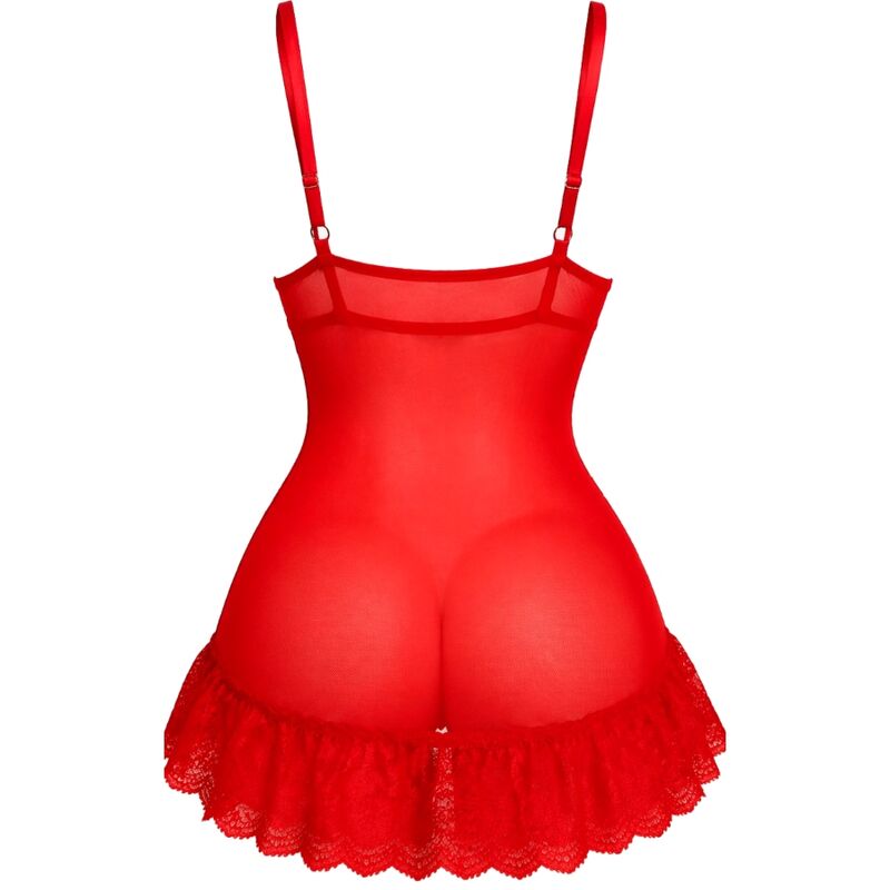 LIVCO CORSETTI FASHION - ENSEMBLE NUIT T-SHIRT + CULOTTE ROUGE 2028 L/XL