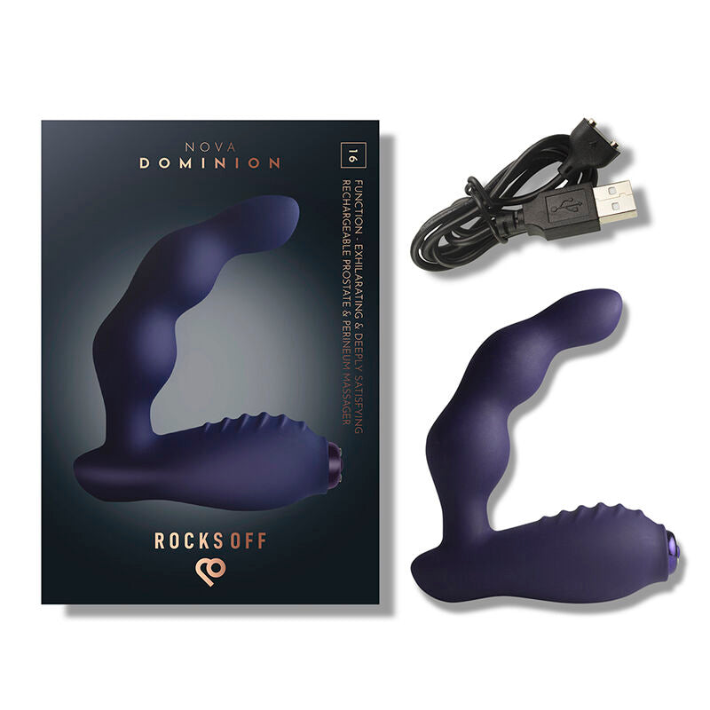 ROCKS-OFF - MINI BAGUETTE RECHARGEABLE 16 FONCTIONS ROSE PIVOINE