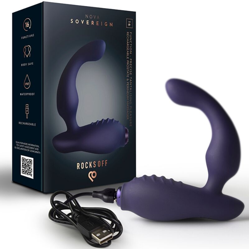 ROCKS-OFF - MINI BAGUETTE RECHARGEABLE 16 FONCTIONS ROSE PIVOINE