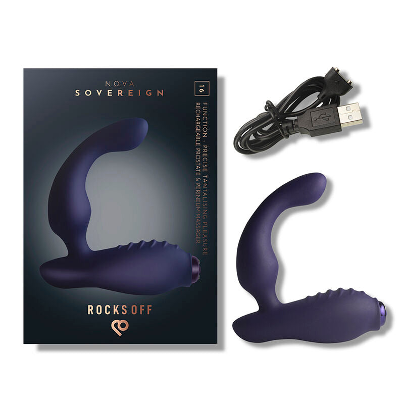 ROCKS-OFF - MINI BAGUETTE RECHARGEABLE 16 FONCTIONS ROSE PIVOINE