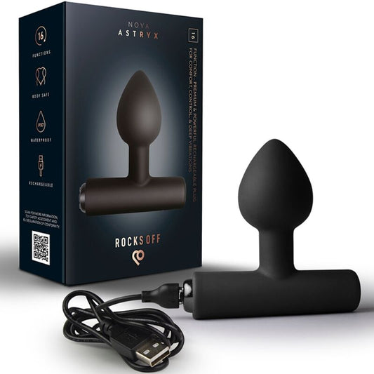 ROCKS-OFF - MINI BAGUETTE RECHARGEABLE 16 FONCTIONS ROSE PIVOINE