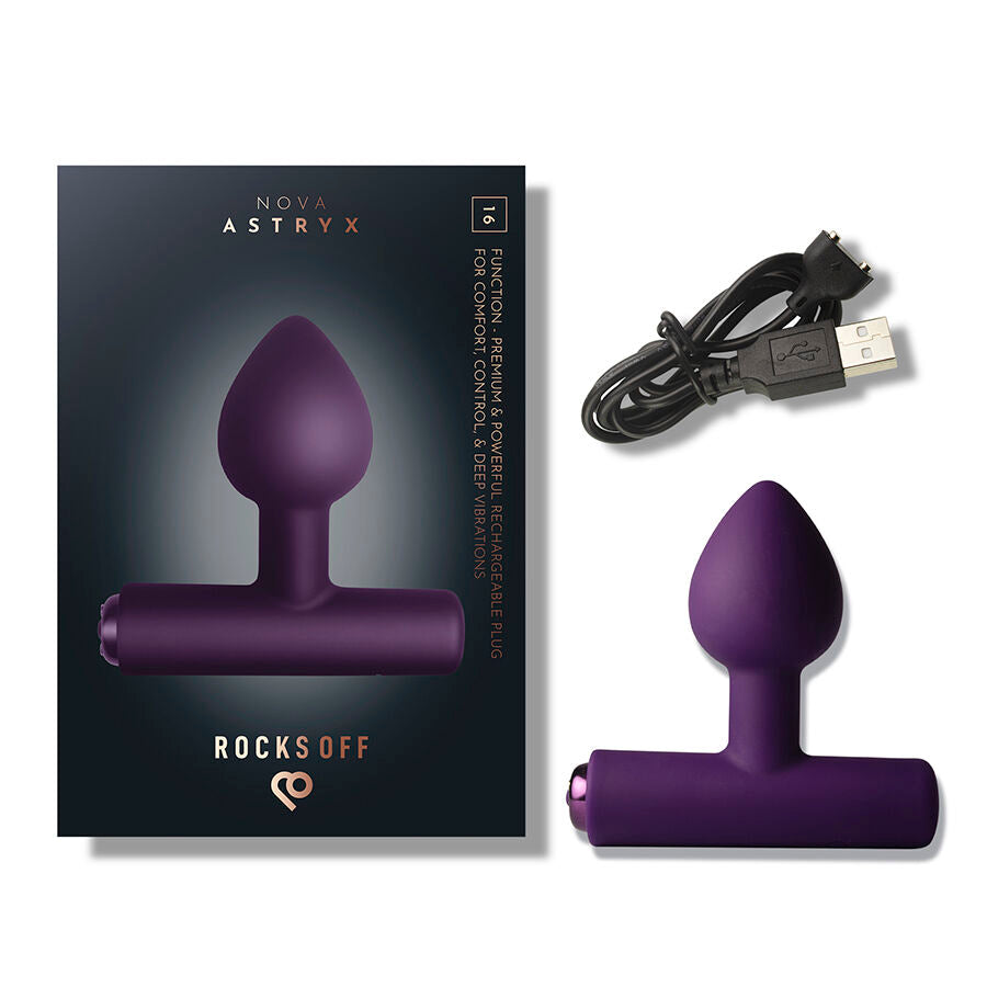 ROCKS-OFF - MINI BAGUETTE RECHARGEABLE 16 FONCTIONS ROSE PIVOINE