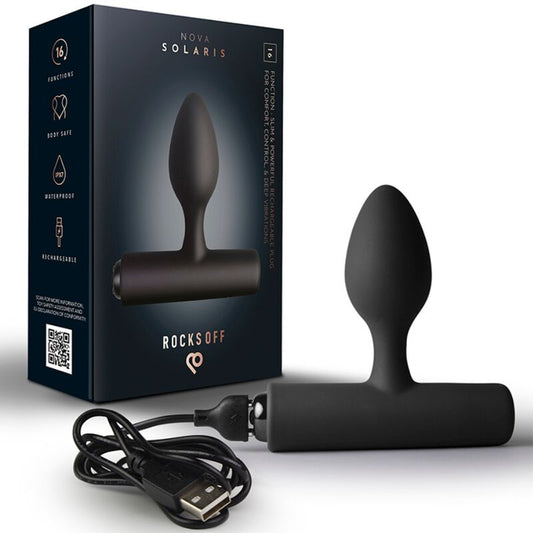 ROCKS-OFF - MINI BAGUETTE RECHARGEABLE 16 FONCTIONS ROSE PIVOINE