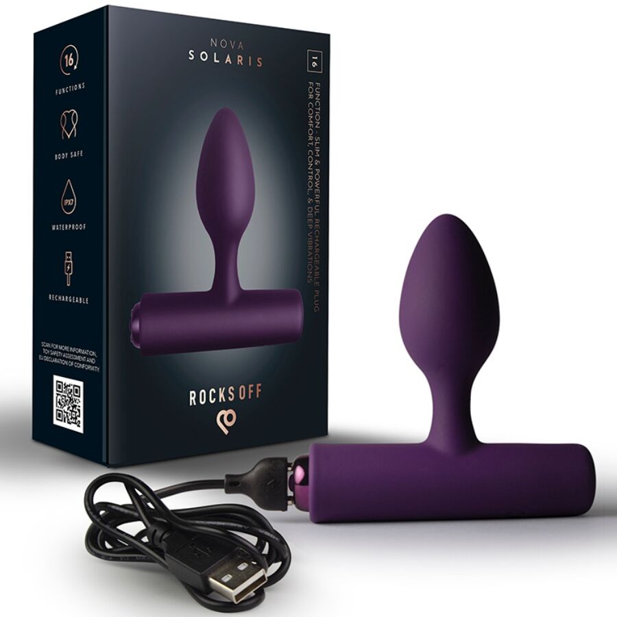 ROCKS-OFF - MINI BAGUETTE RECHARGEABLE 16 FONCTIONS ROSE PIVOINE