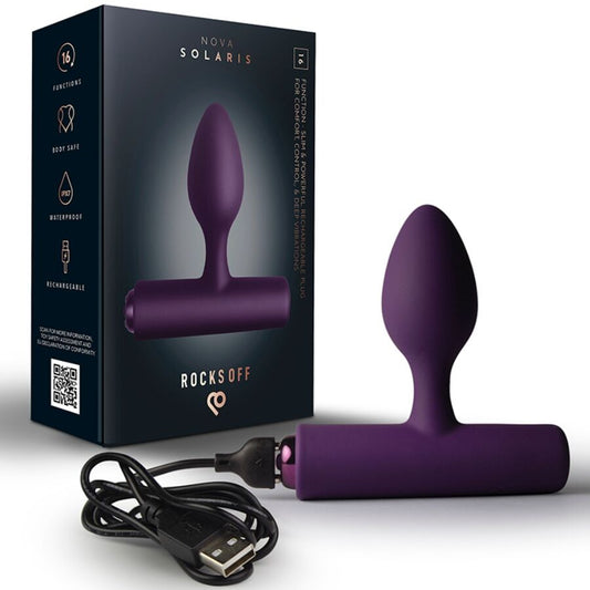 ROCKS-OFF - MINI BAGUETTE RECHARGEABLE 16 FONCTIONS ROSE PIVOINE