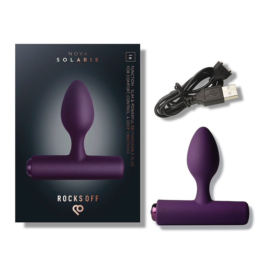 ROCKS-OFF - MINI BAGUETTE RECHARGEABLE 16 FONCTIONS ROSE PIVOINE