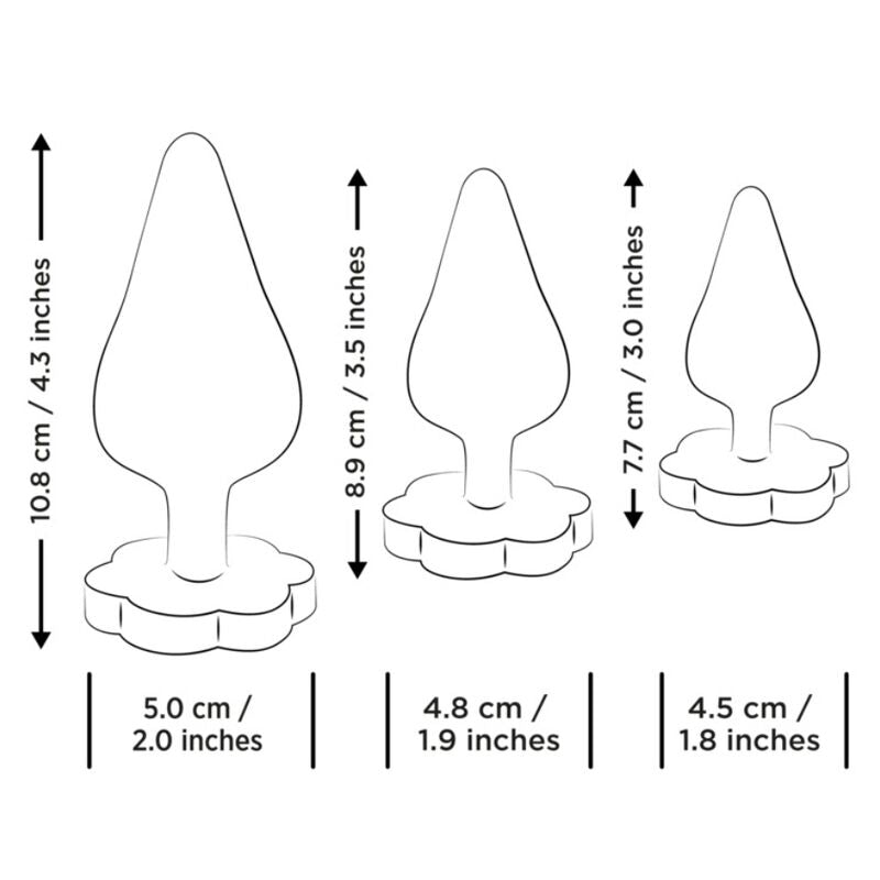ROMP - KIT D'ENTRAÎNEMENT ANAL LUSTER S/M/L AVEC BASE EN FORME DE FLEUR