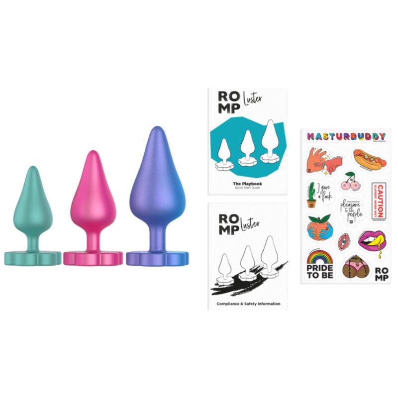 ROMP - KIT D'ENTRAÎNEMENT ANAL LUSTER S/M/L AVEC BASE EN FORME DE FLEUR