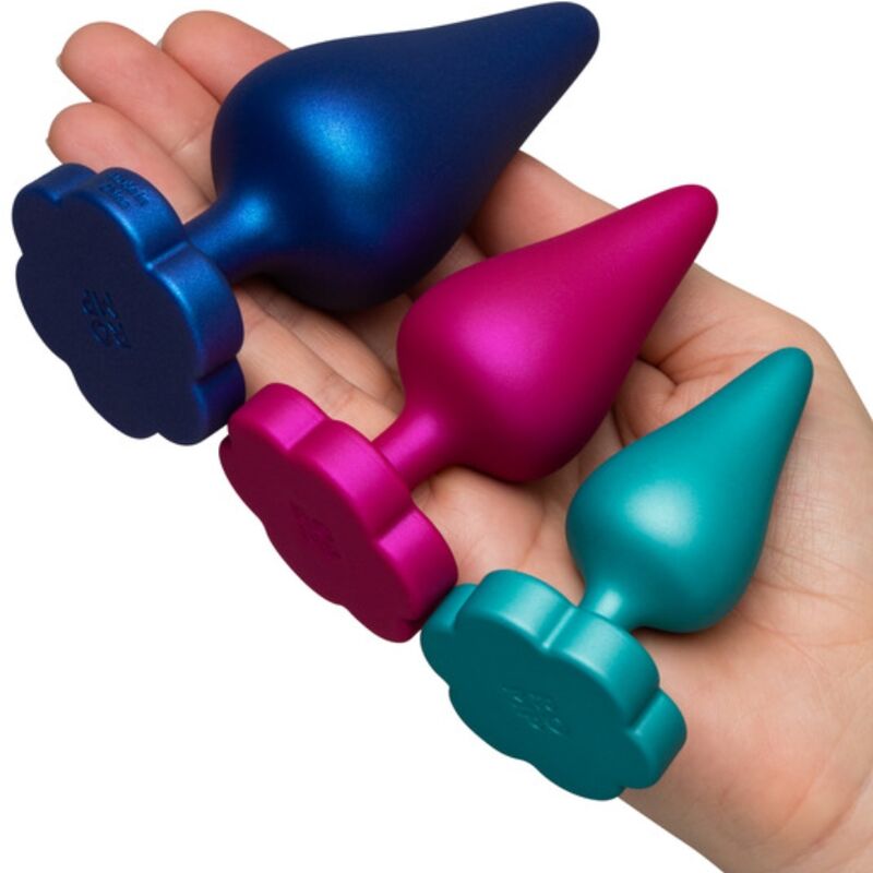ROMP - KIT D'ENTRAÎNEMENT ANAL LUSTER S/M/L AVEC BASE EN FORME DE FLEUR
