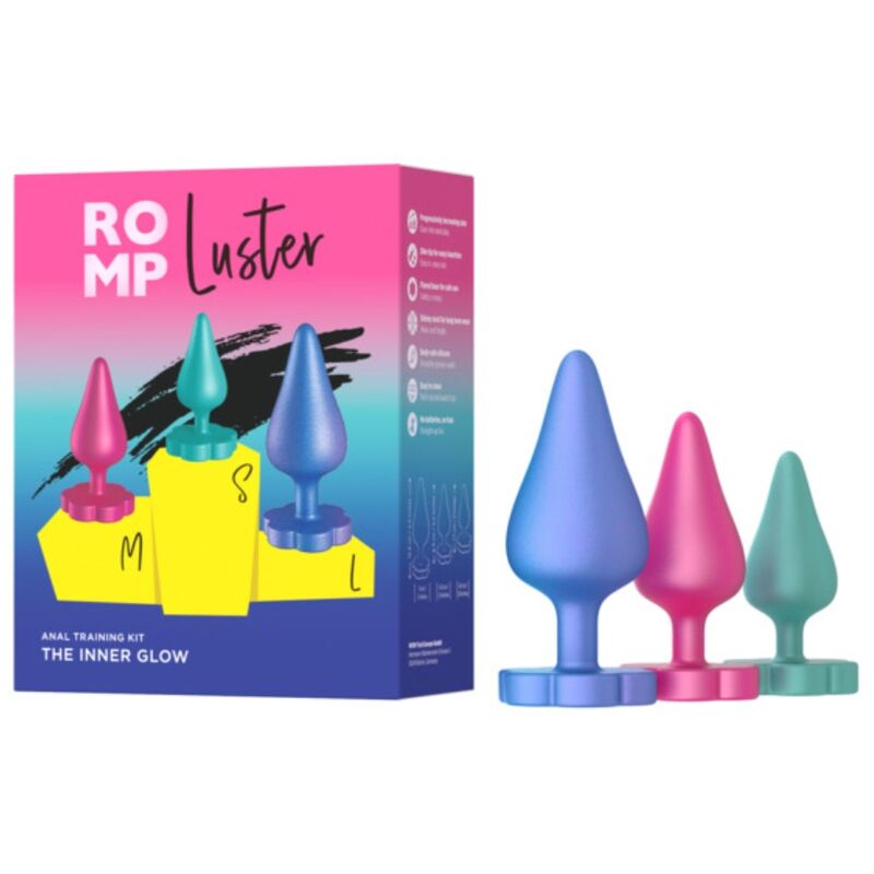 ROMP - KIT D'ENTRAÎNEMENT ANAL LUSTER S/M/L AVEC BASE EN FORME DE FLEUR