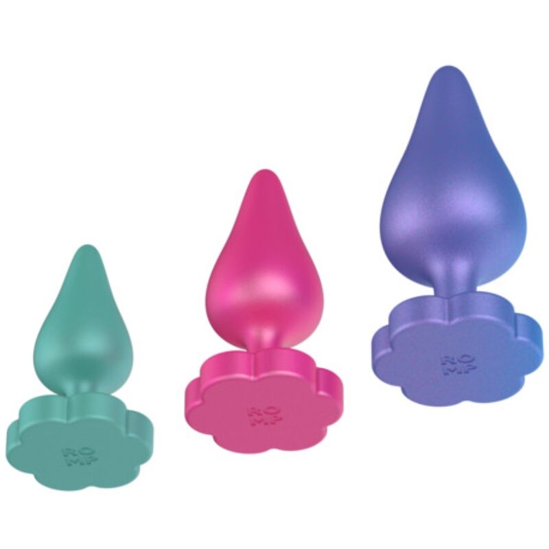 ROMP - KIT D'ENTRAÎNEMENT ANAL LUSTER S/M/L AVEC BASE EN FORME DE FLEUR