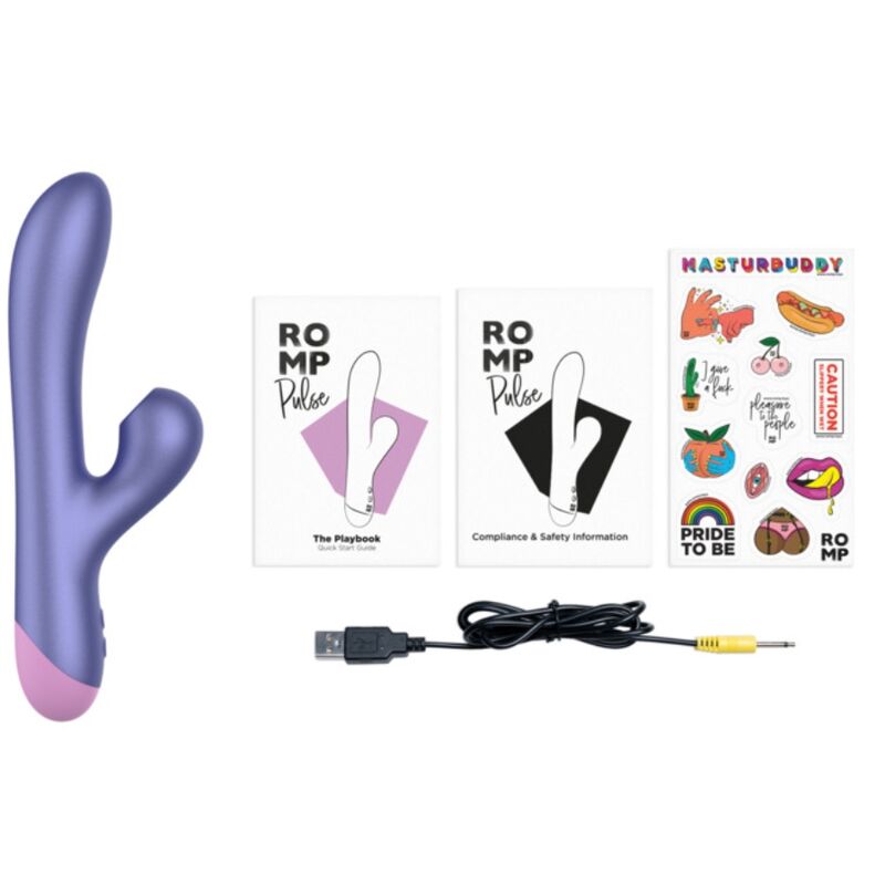 ROMP - PULSE VIBRATEUR DOUBLE POINT G RABBIT BLEU ÉLECTRIQUE
