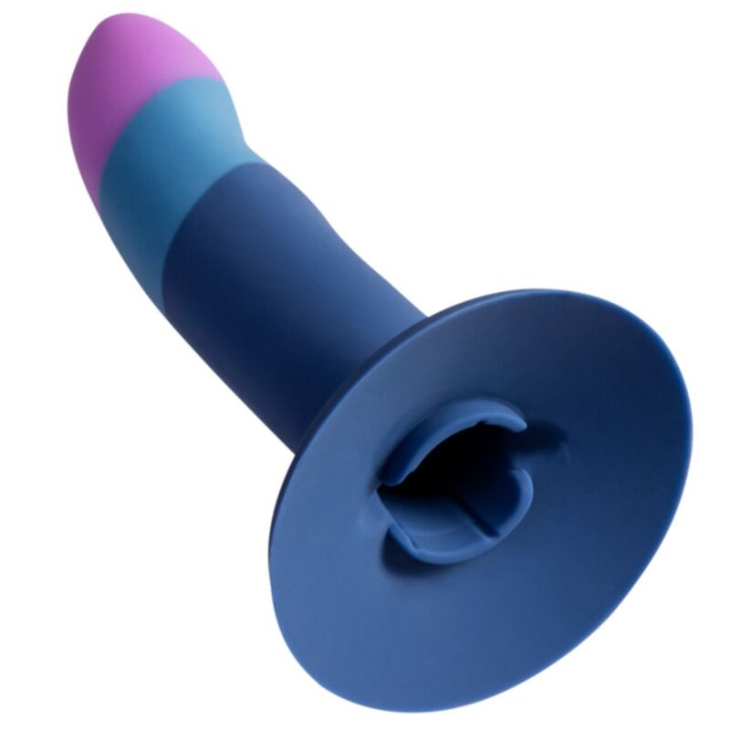 ROMP - PICCOLO GODEMICHET EN SILICONE AVEC VENTOUSE TRICOLORE 14 CM
