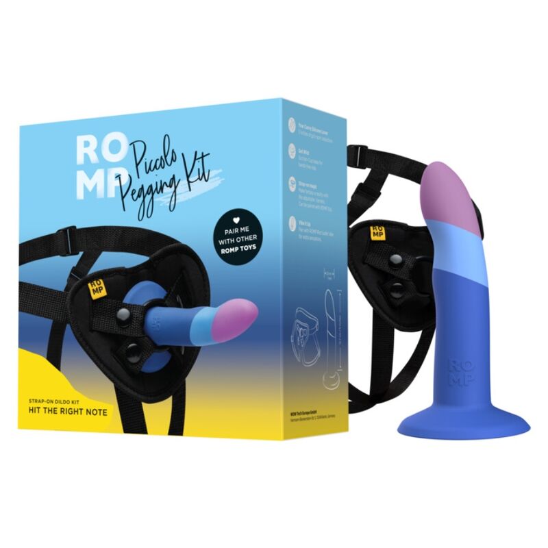 ROMP - PICCOLO GODEMICHET EN SILICONE AVEC VENTOUSE TRICOLORE 14 CM