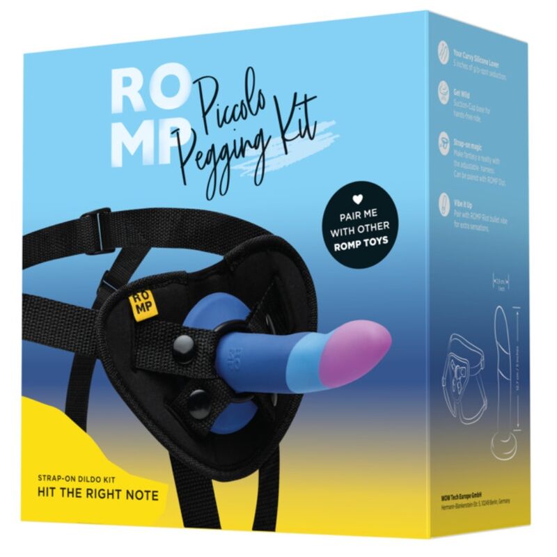 ROMP - PICCOLO GODEMICHET EN SILICONE AVEC VENTOUSE TRICOLORE 14 CM