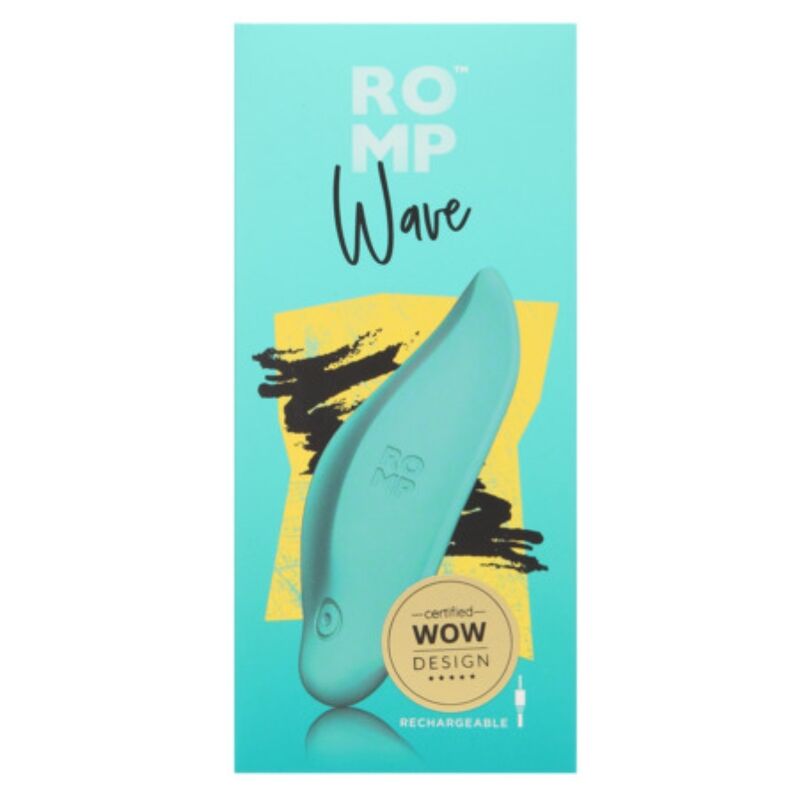 ROMP - VIBRATEUR WAVE STIMULATEUR CLITORIAL FORME ERGONOMIQUE VERT D'EAU