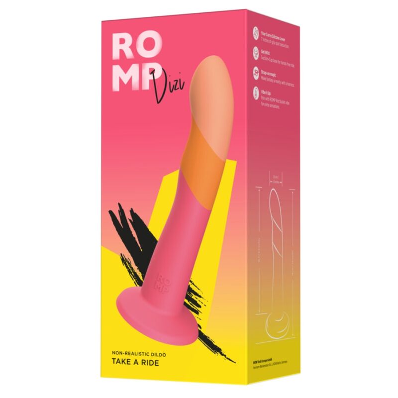 ROMP - DIZI GODEMICHET EN SILICONE AVEC VENTOUSE TRICOLÉ 18 CM
