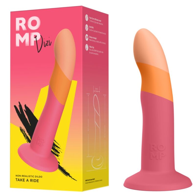 ROMP - DIZI GODEMICHET EN SILICONE AVEC VENTOUSE TRICOLÉ 18 CM