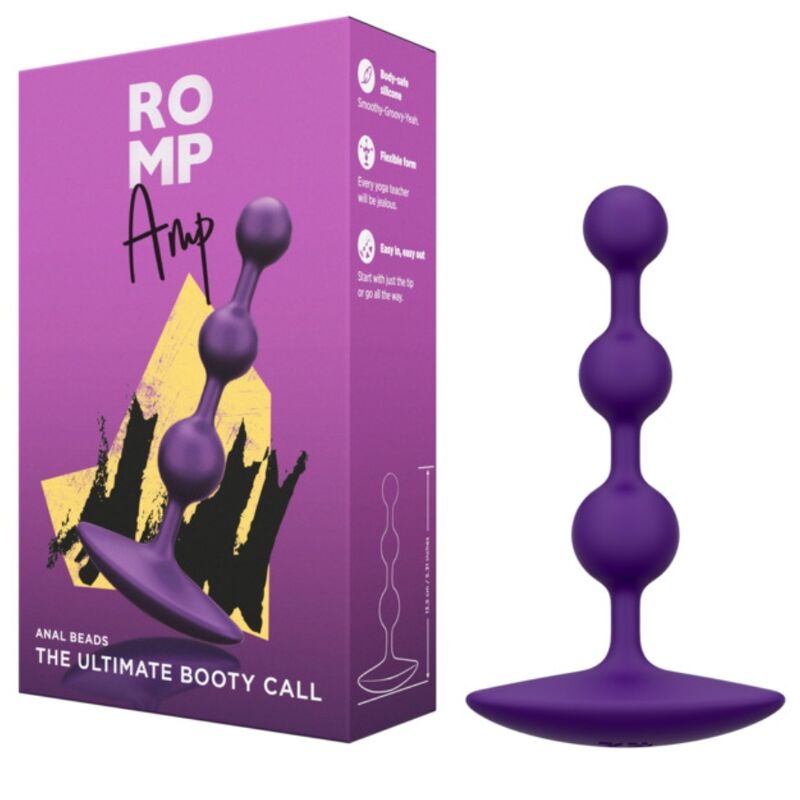 ROMP - AMP PERLES ANALES EN SILICONE FLEXIBLE VIOLETTES 12,5 CM