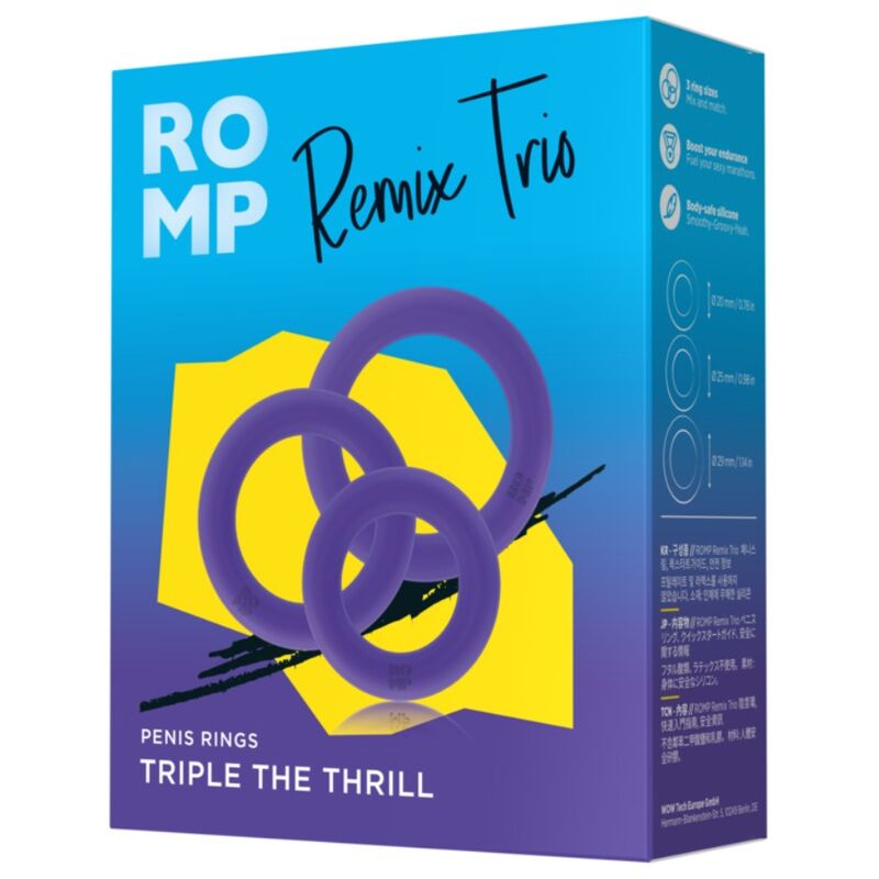 ROMP - REMIX TRIO ENSEMBLE DE 3 ANNEAUX PÉNIS EN SILICONE VIOLETTES