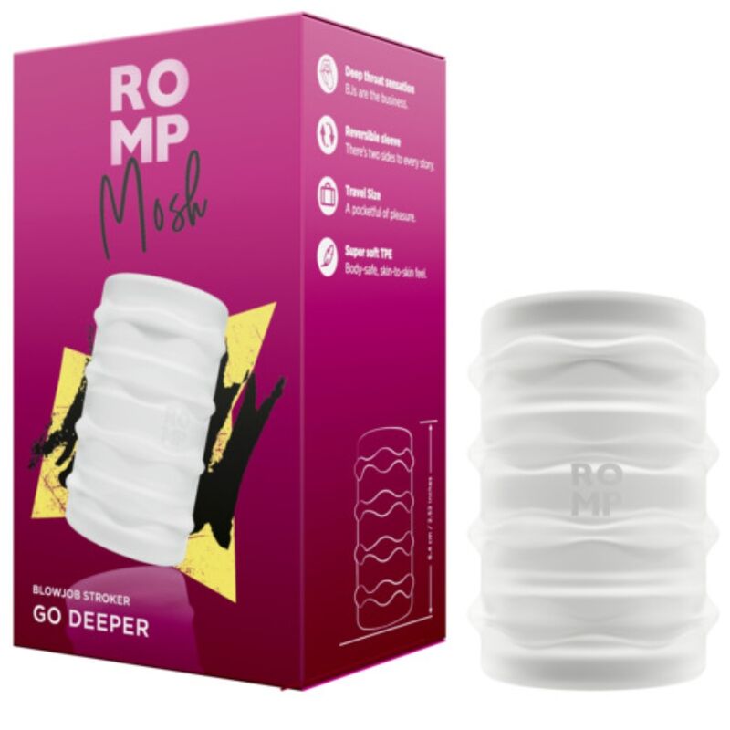 ROMP - MOSH MASTURBATEUR MÂLE TRANSPARENT AVEC GAINE RÉVERSIBLE DE 6 CM