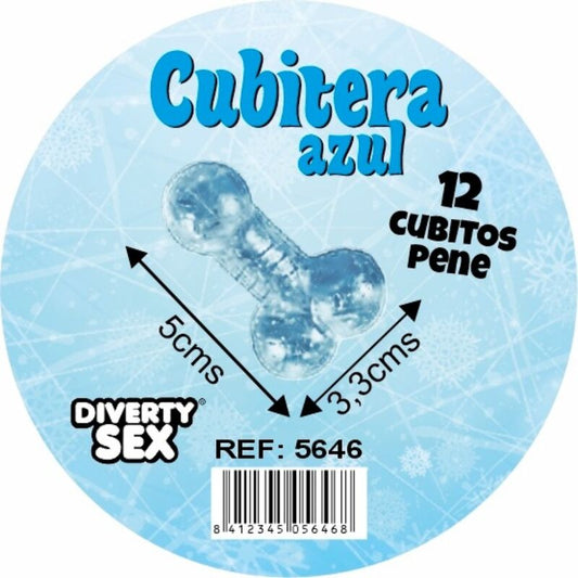 DIABLO PICANTE - 12 PÉNIS EN SILICONE DUR POUR SEAU À GLACES SUSPENDU BLEU