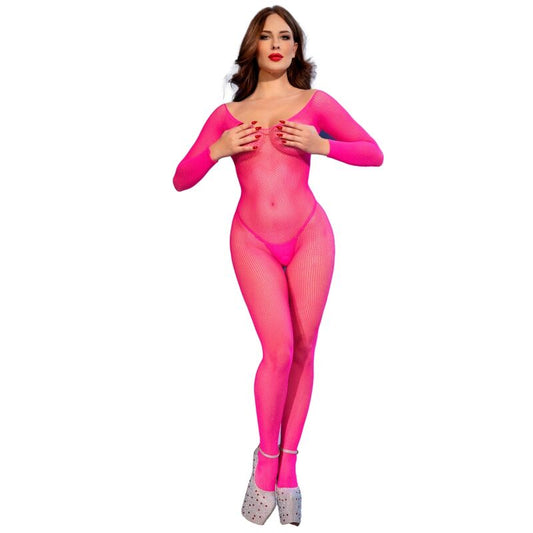 CHILIROSE - CR 4894 BODYSTOCKING EN RÉSEILLE ROSE NÉON S/M
