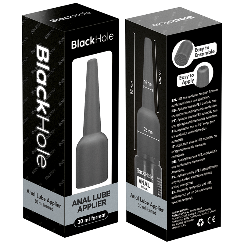 BLACK HOLE - APPLICATEUR DE LUBRIFIANT ANAL TAILLE S 30 ML