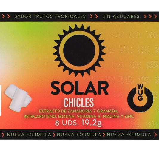 WUG SOLAR - Chewing-gum fonctionnel aux vitamines et au zinc, saveur fruits tropicaux, plaquette thermoformée de 8 unités
