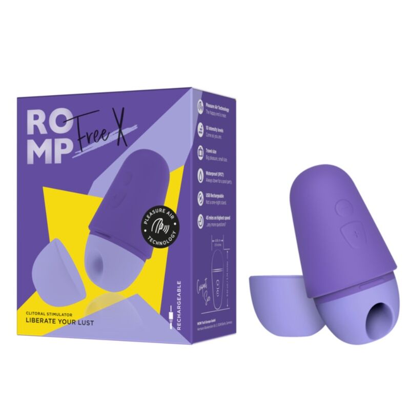 ROMP - STIMULATEUR CLITORIAL GRATUIT AVEC COUVERCLE, 10 NIVEAUX, RECHARGEABLE, VIOLET