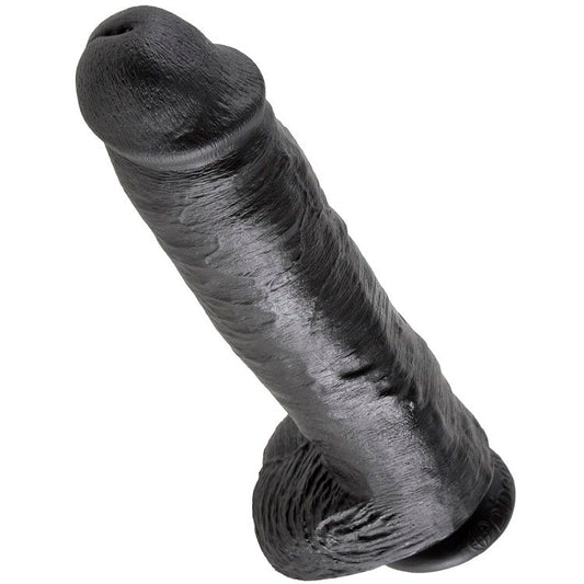 KING COCK - GODE NOIR AVEC BOULES 28 CM