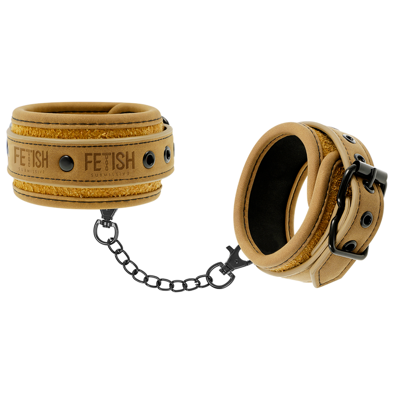 FETISH SUBMISSIVE ORIGEN - MENOTTES DE CHEVILLE EN CUIR VÉGÉTALIEN AVEC DOUBLURE EN NÉOPRÈNE